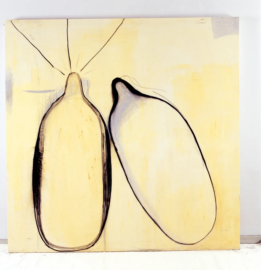 Pinaree Sanpitak, Two Breasts, 1995. Acrylic, pastel, charcoal on canvas, 200 x 200 cm. Courtesy of the artist