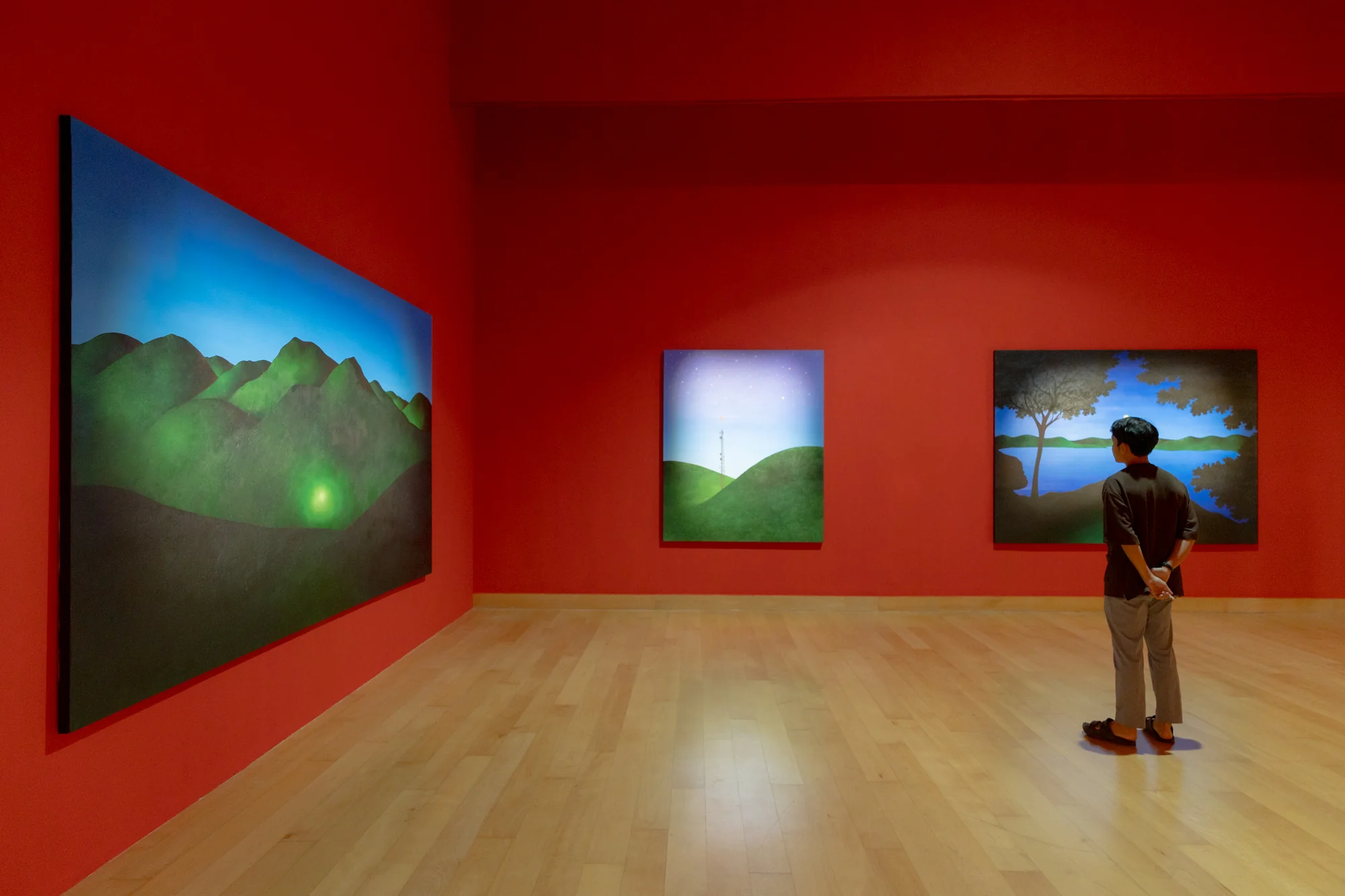 Vacharanont Sinvaravatn , Messages from the North, The Ballad of Spectre, Night After Night, 2025. Oil on canvas, Dimension variable. Photo: BACC. Courtesy of BACC © BACC